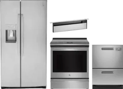 4 Piece Package Includes Refrigerator, Range, Hood And Dishwasher